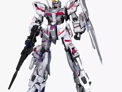 Mobile Suit Gundam RX-0 Unicorn Destroy Mode Low-poly 3D model