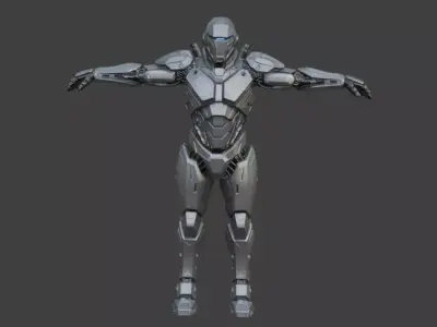 Futuristic Robotic Soldier Rigging 3D Model 3D model