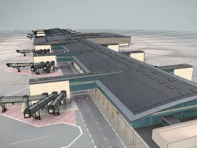 Airport Terminal Satellite4 LFPG Low-poly 3D model