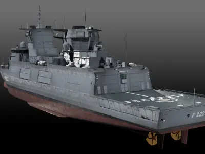 F125 Baden Wuerttemberg class frigate game ready Low-poly 3D model