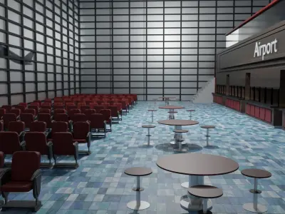 Airport Departures Lounge Low-poly 3D model