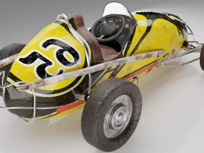 Vintage 1940s Speedcar Realistic Racing Car 3D Model Game Ready Low-poly 3D model