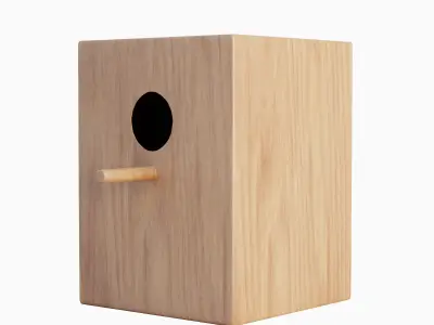 Wooden Birdhouse B Set 3D model