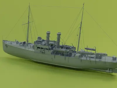 Gunboat SMS Panther Low-poly 3D model