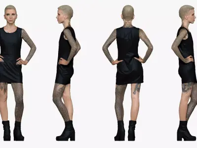 001505 blonde girl with tattoo 3D model