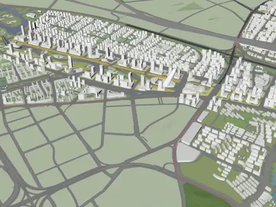Urban highrise building building ancillary building commercial 3D model