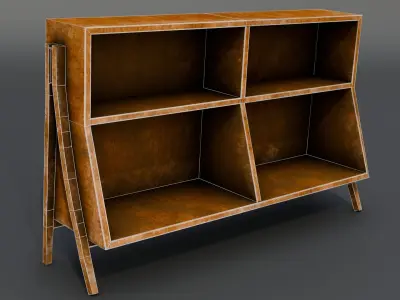 1960s-Inspired Vintage Bookshelf Free low-poly 3D model