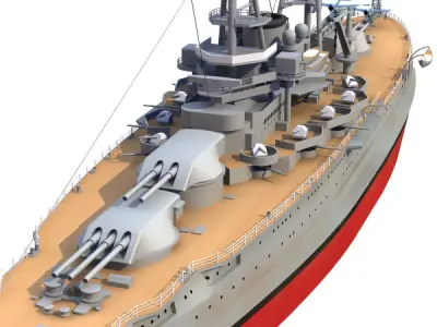 BB 36 USS Nevada 1941 3D model