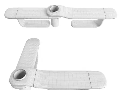 Outdoor bench in a modern style with a flower bed or urn Low-poly 3D model