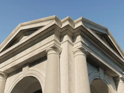 Arched portico Tuscan order with 3 4 columns with a pedestal 3D model