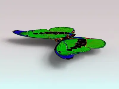 Butterfly with wings Low-poly 3D model