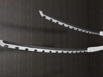 Demon Slayer Sword - Inosuke Nichirin blade  Low-poly 3D model