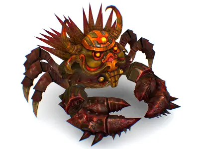 Red Giant Crab Shell Crayfish Arthropods Sea Animal Low-poly 3D model