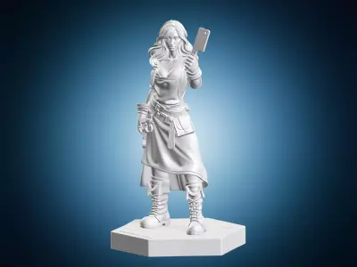 Female Butcher Miniature Figurine 3D print model