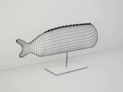 Antique Hand Carved Wooden Fish Sculpture 3D model