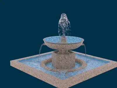 Realistic Water Fountain Loop Animation 8 3D model