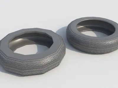 Tires in two variations of Polygons PBR Game-ready Low-poly 3D Low-poly 3D model