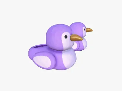 Slippers J06 Purple Bird - Costume Character Design Low-poly 3D model