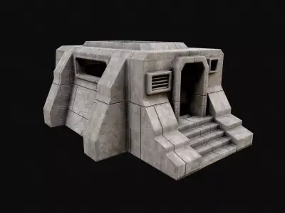Military Concrete Bunker Base 5 Low-poly 3D model