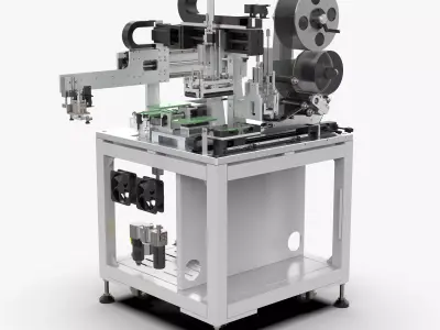 Automatic Front Side Bottom Film Sticking Machine 3D model