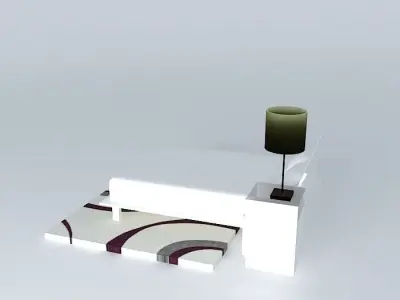 Bed set and rug Free 3D model