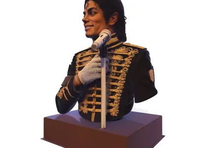 Realistic MJ PBR Pop King Performing Bust 3D print model