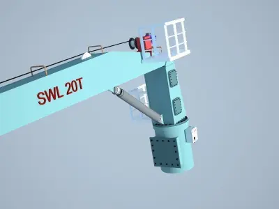 Ships deck crane 3D model