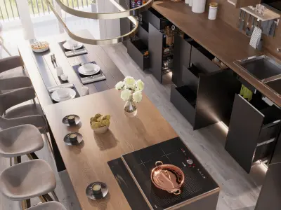 Kitchen 3D model Low Poly Low-poly 3D model