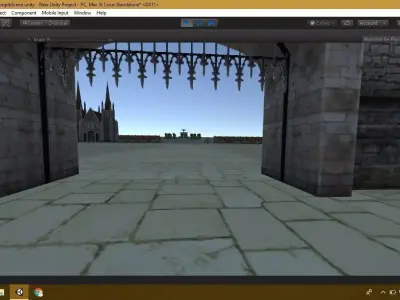 Game Ready environment -2 computer screen showing gate Low-poly 3D model