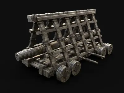  BATTERING RAM SIEGE ENGINE MEDIEVAL WAR MACHINE BATTLE Low-poly 3D model