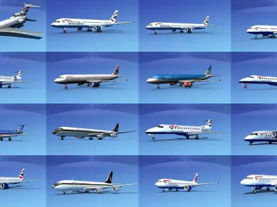 39 British Airways Jetliners 3D Model Collection