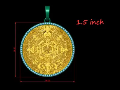 Mayan Calendar 1 and half inch Diamond Pendant 3D print model
