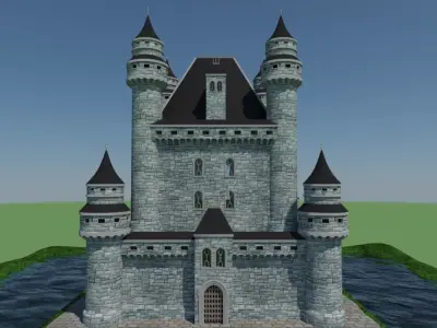 Castle in middle of grass 3D model