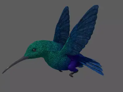 3D hummingbird fighter jet in flight 3D model