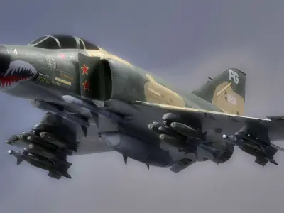 F4 Phantom 2 -Forest Texture-Fully Rigged-Changeble Decal -Texts Low-poly 3D model