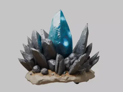 Realistic Mystical Crystal Formation 3D Model Low-poly 3D model