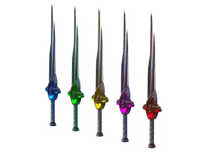 a set of cutting weapons Low-poly 3D model