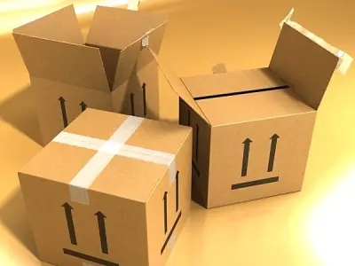 Photorealistic Cardboard Box High Res 3D model
