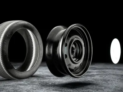 Steel car wheel 3D model