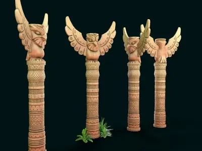Stylized Wood Totem 5 Low-poly 3D model