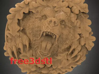 grizzly bear 3D STL Model for CNC Router Free 3D print model