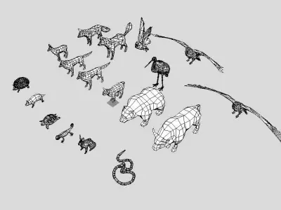 Animals lowpoly animal set Low-poly 3D model