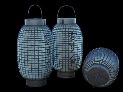 Japanese lantern Low-poly 3D model