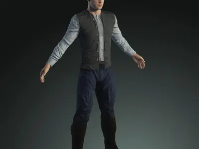 Napoleonic civilian 1812 Low-poly 3D model