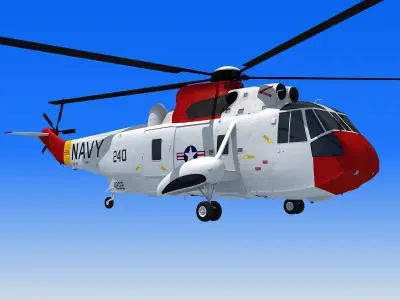 Red Sikorsky SH-3 Sea King 3D Model 3D model