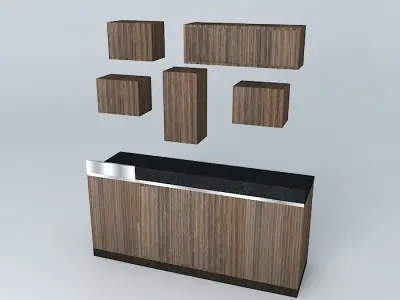 Kit132 Desk and wall niches by Alex Marques Free 3D model