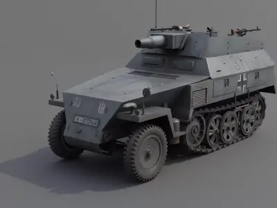 SdKfz 250-8 leichter Schutzenpanzerwagen Fire Support Vehicle Low-poly 3D model