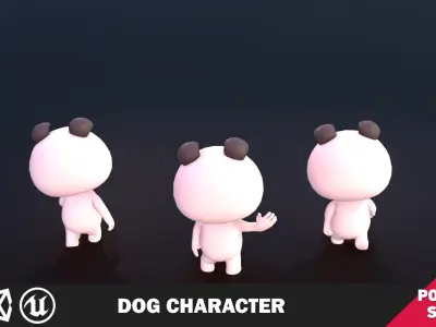 Funny Dog Character Low-poly 3D model