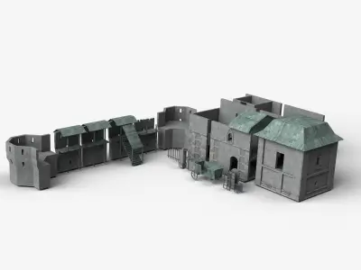 Fort modular Low-poly 3D model