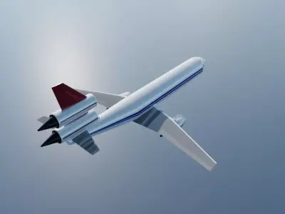 4-Engine Widebody Jetliner - Quad jet Concept Low-poly 3D model
